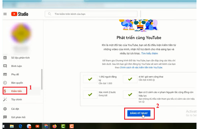 Cách bật kiếm tiền trên youtube đơn giản nhất