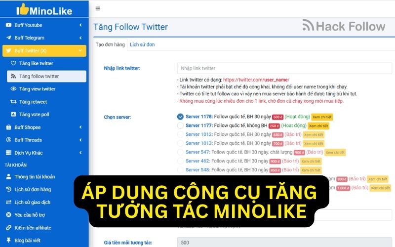 5 cach tang follow twitter - ung dung minolike